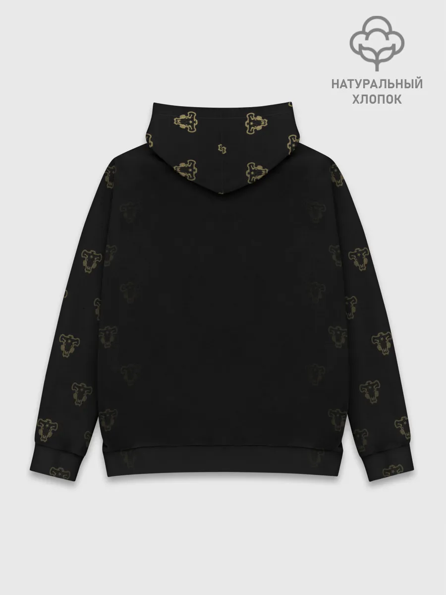 Худи мужской база хлопок / Ями Сукехиро Чёрный клевер