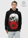 Худи мужской база хлопок / Череп и Красный Цветок | Skull