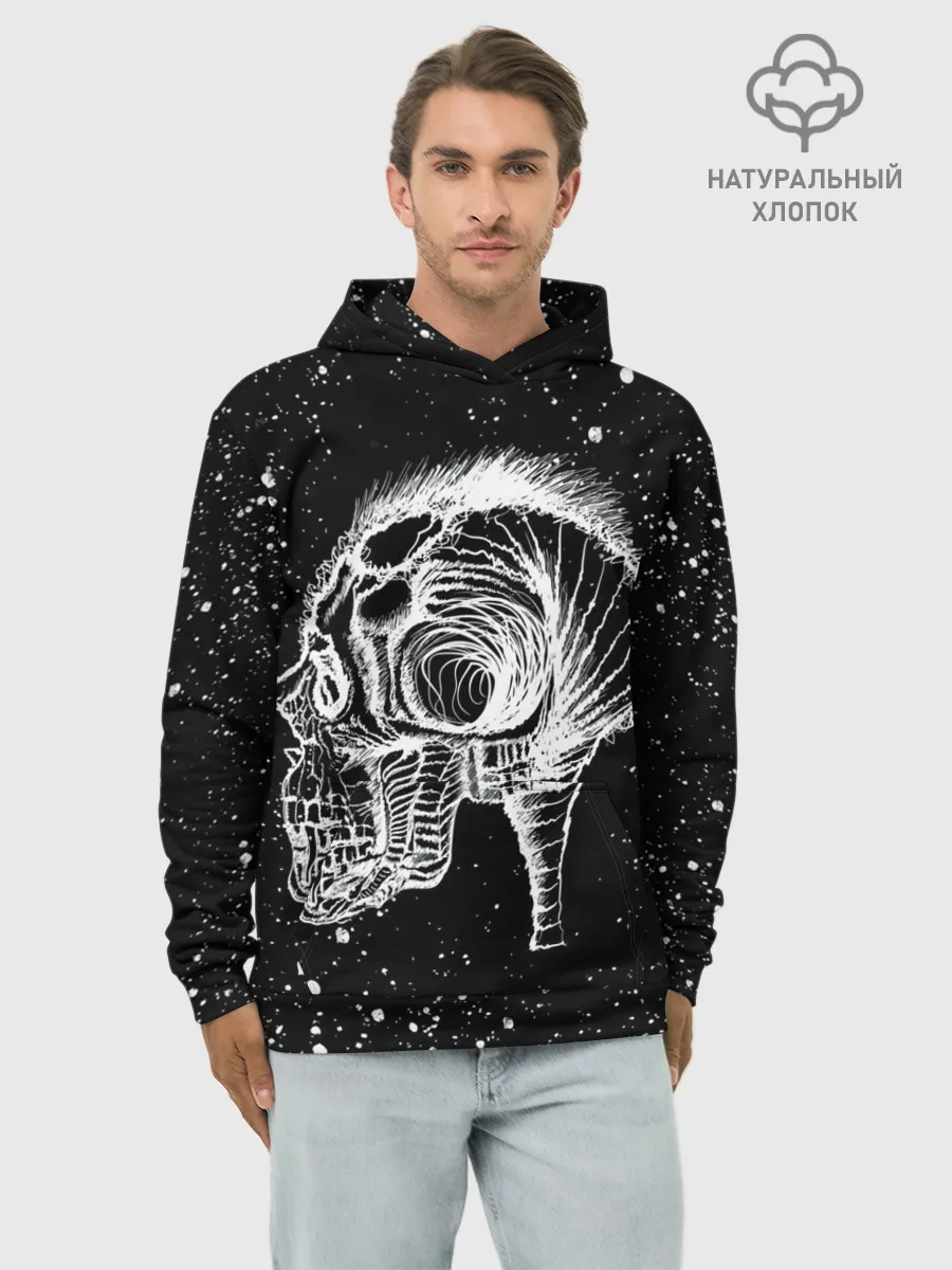 Худи мужской база хлопок / Череп Зверь и Брызги
