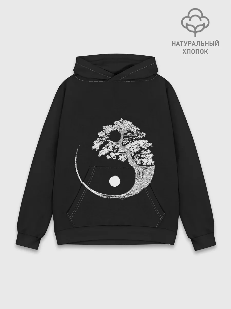 Худи мужской база хлопок / Yin and Yang. Bonsai Tree