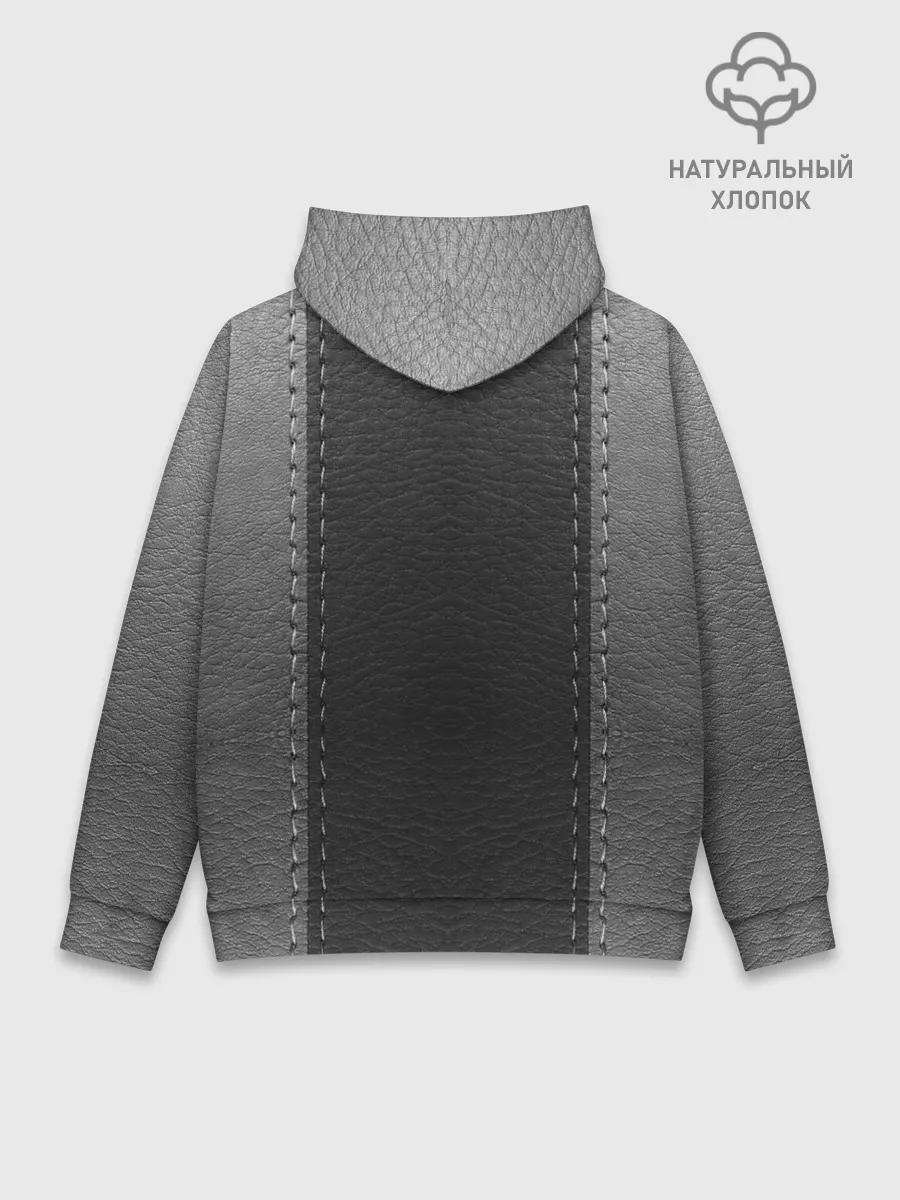 Худи мужской база хлопок / Черно-Серая Кожа