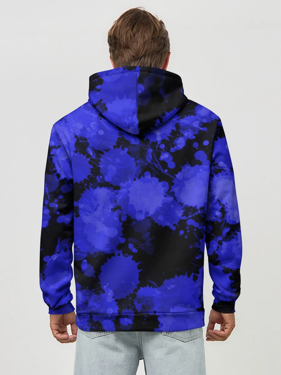 Худи мужской база хлопок / Синие Кляксы