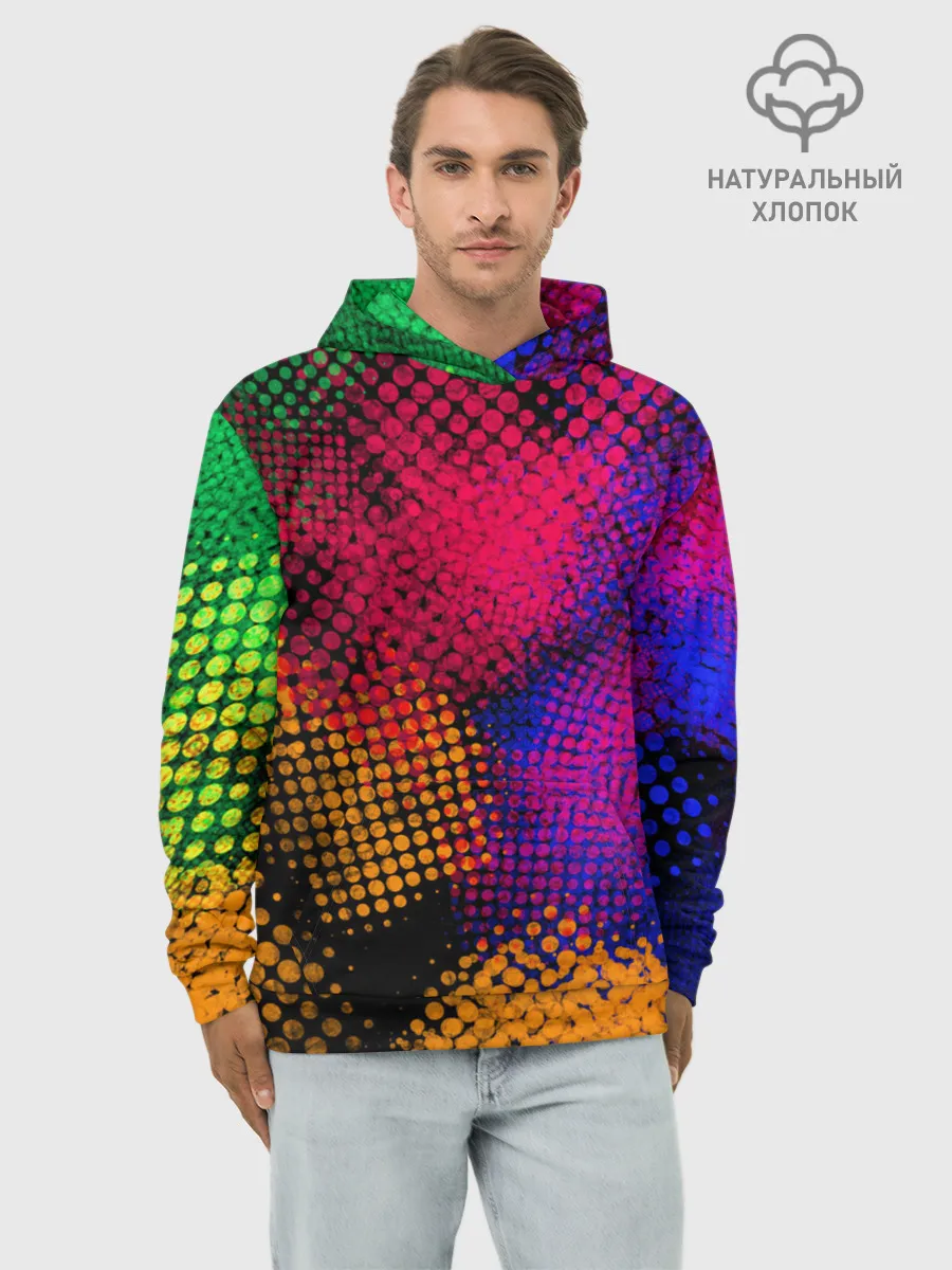 Худи мужской база хлопок / Цветные Разводы