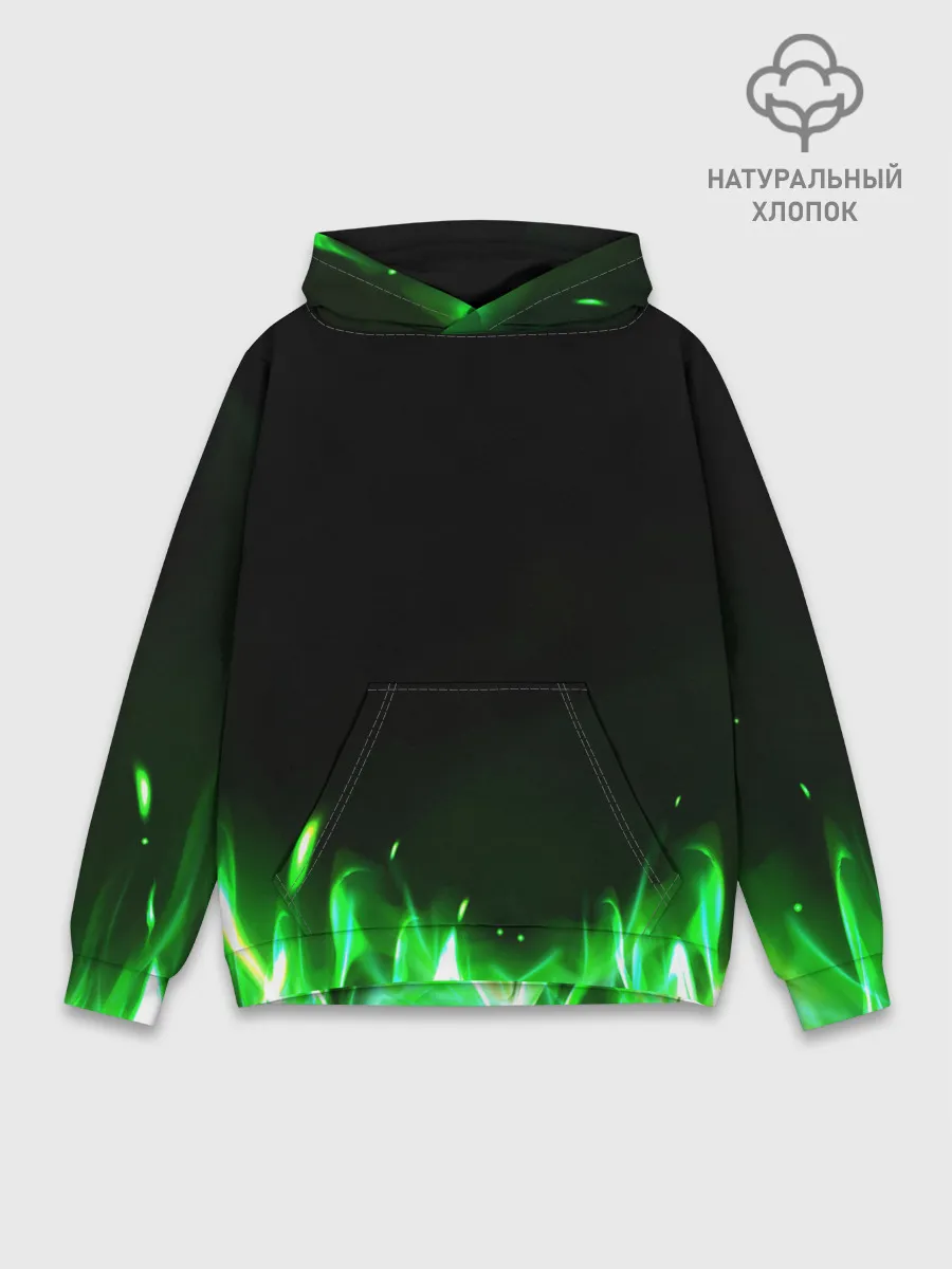 Худи мужской база хлопок / Зеленый огонь