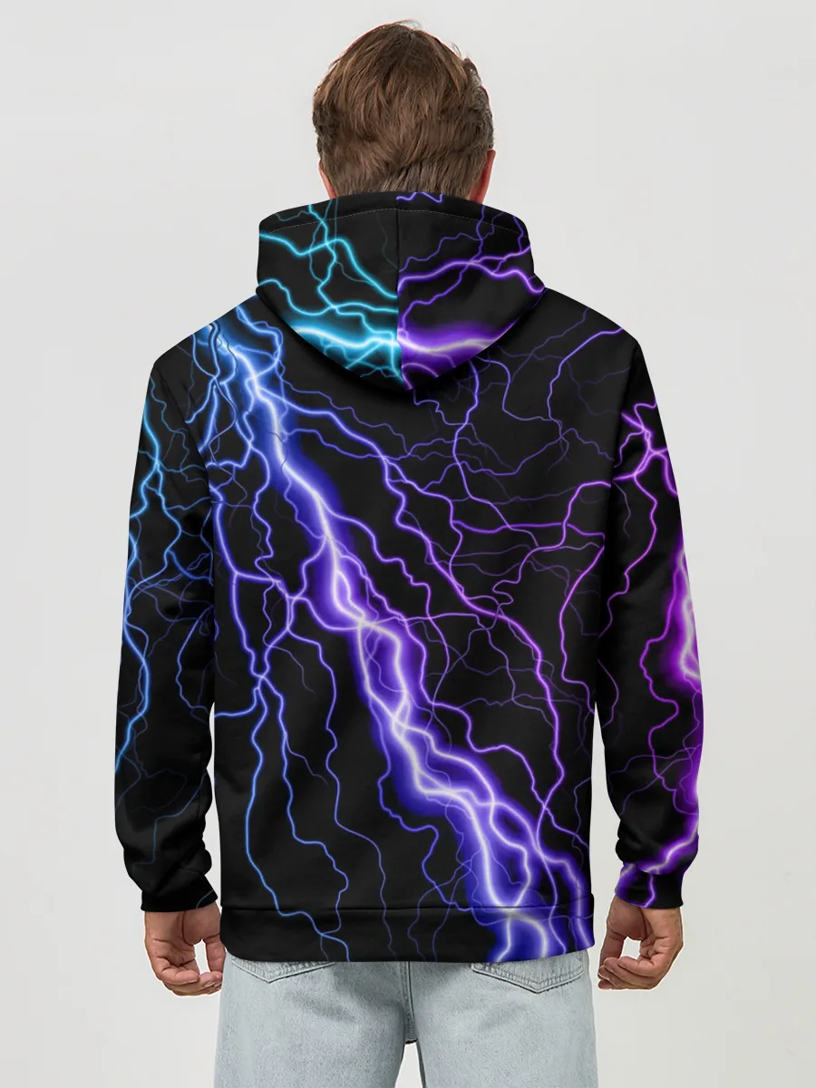 Худи мужской база хлопок / НЕОНОВАЯ МОЛНИЯ / ГРОЗА