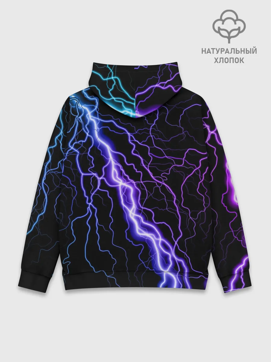 Худи мужской база хлопок / НЕОНОВАЯ МОЛНИЯ / ГРОЗА