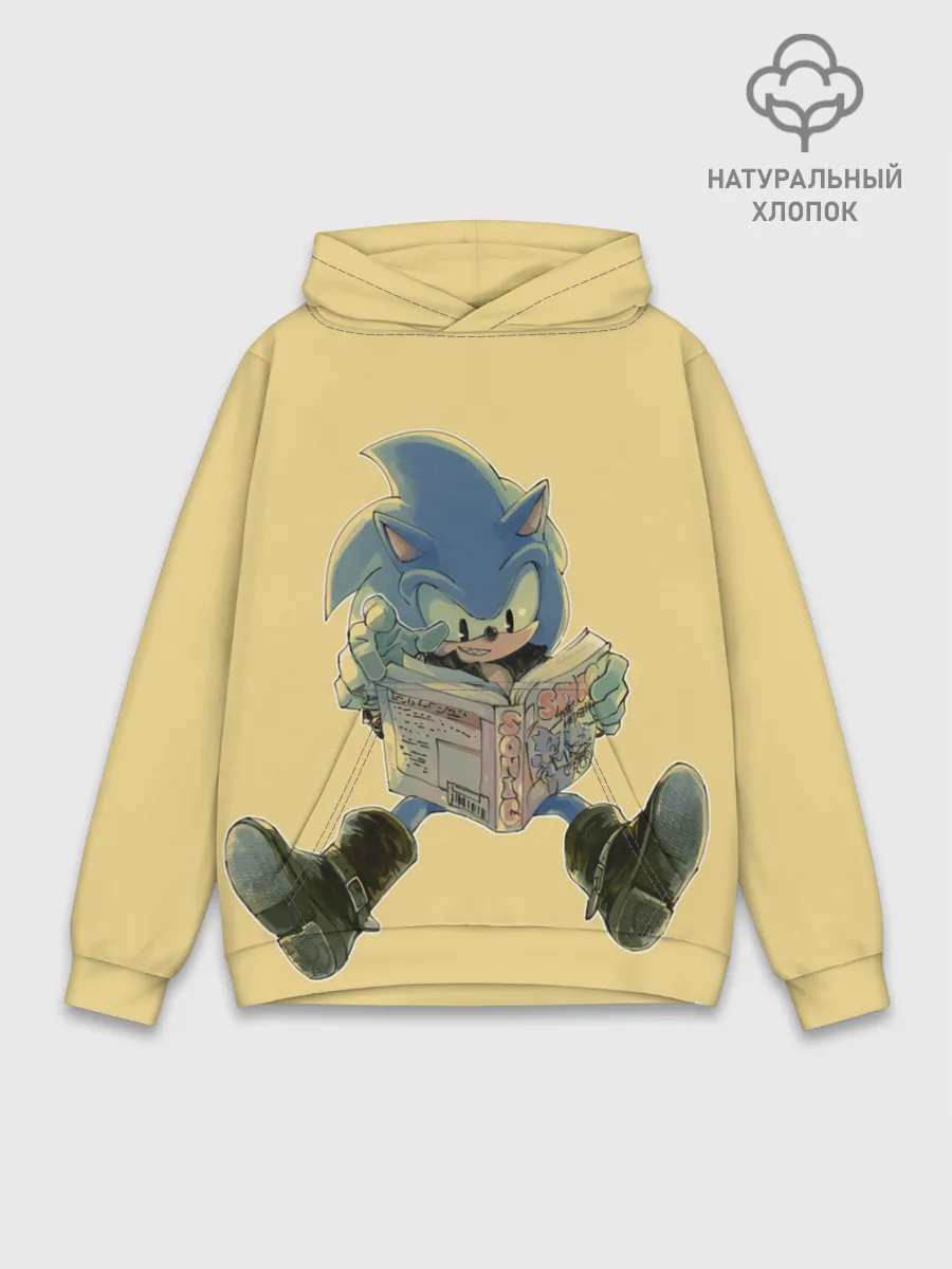 Худи мужской база хлопок / Соник с книжкой