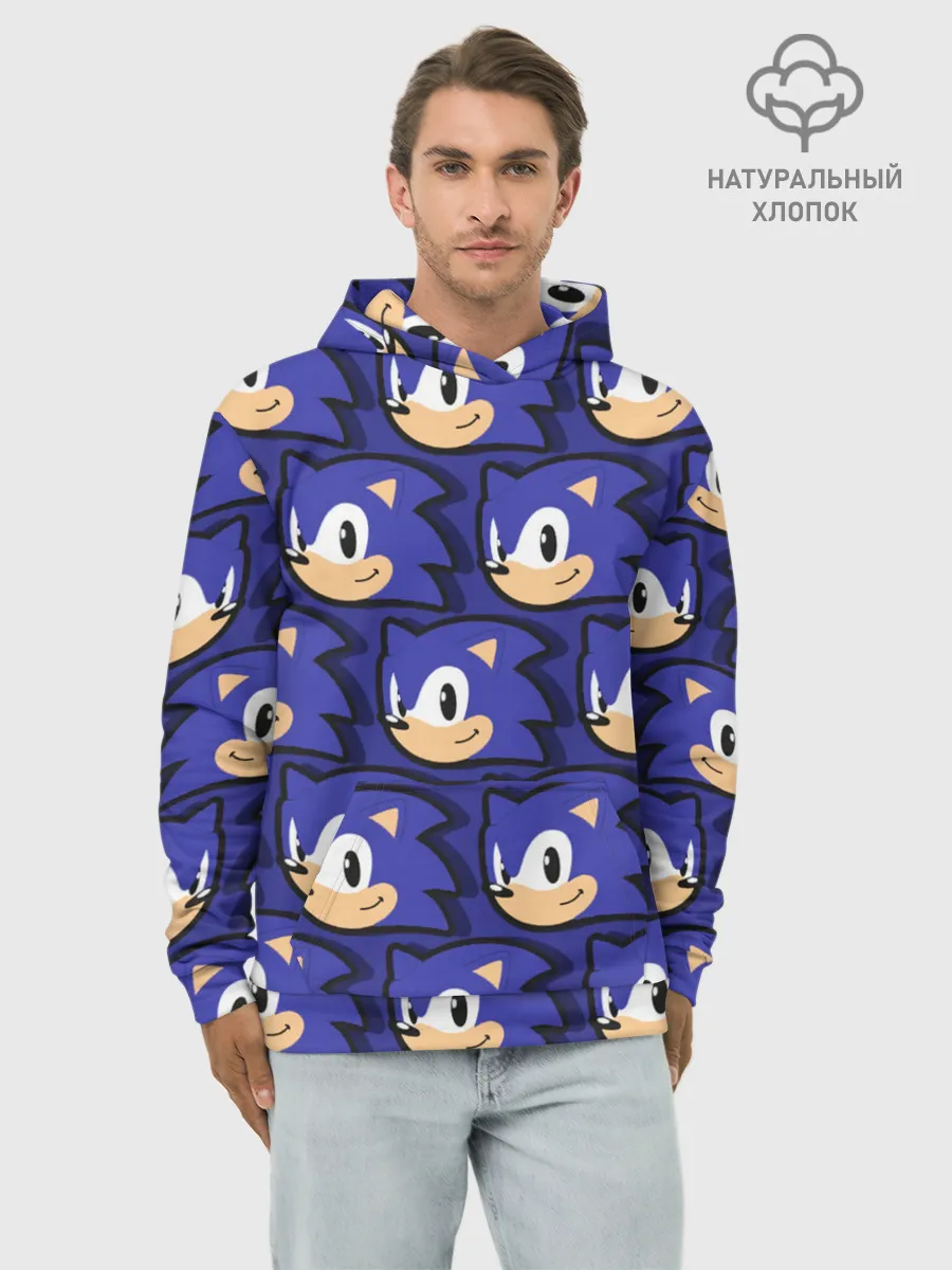 Худи мужской база хлопок / Sonic pattern