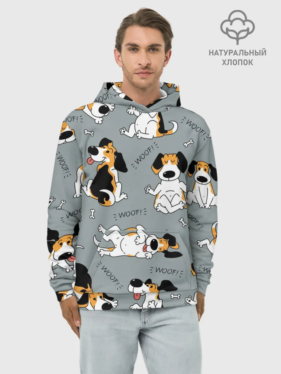 Худи мужской база хлопок / Собаки Бигли