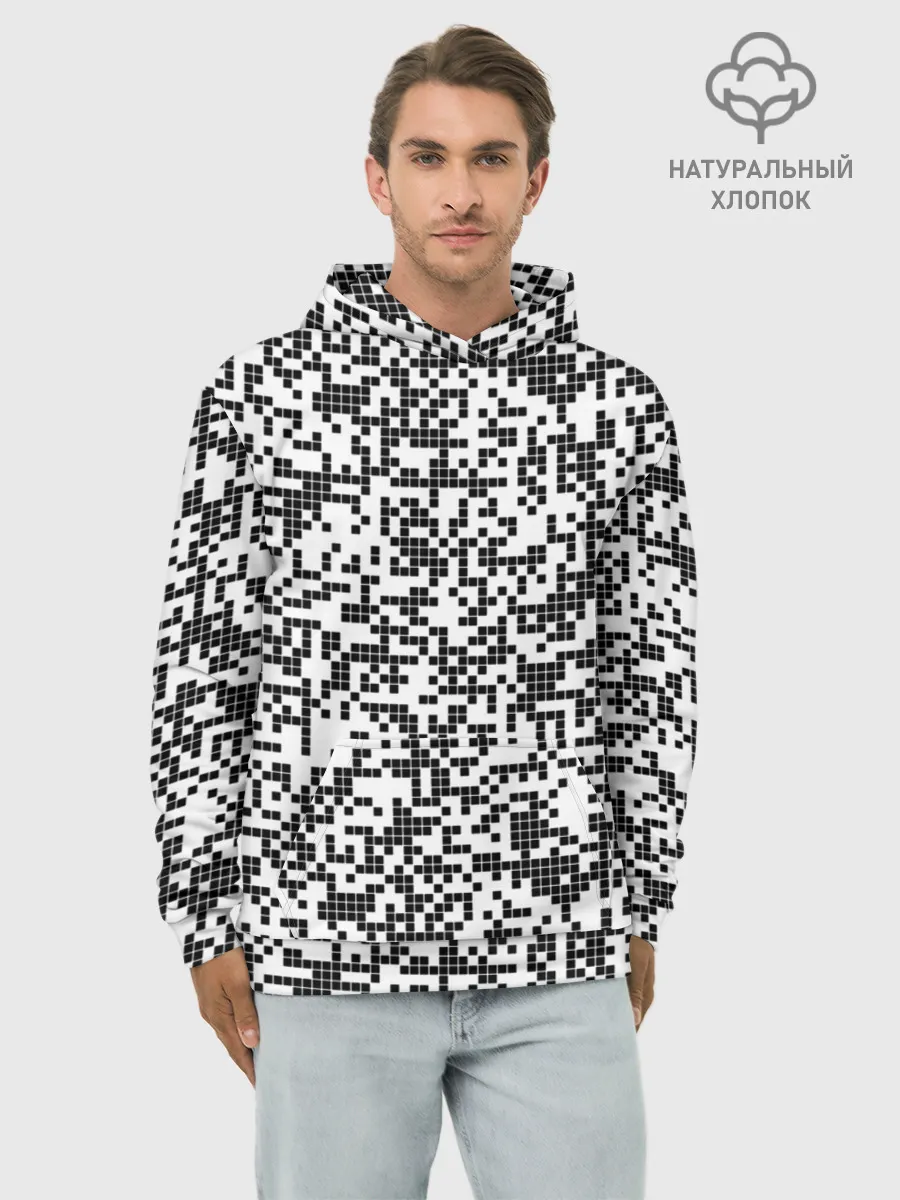 Худи мужской база хлопок / Пиксельный Узор
