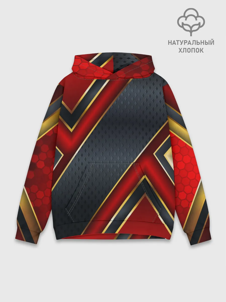Худи мужской база хлопок / Black & Red 3D