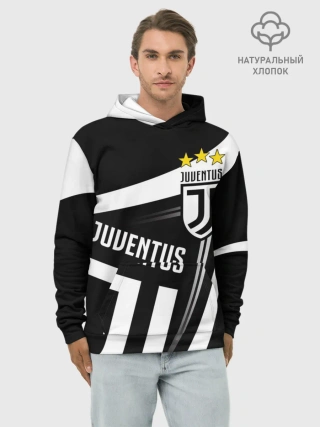 Худи мужской база хлопок / JUVENTUS / ЮВЕНТУС / ПОЛОСЫ