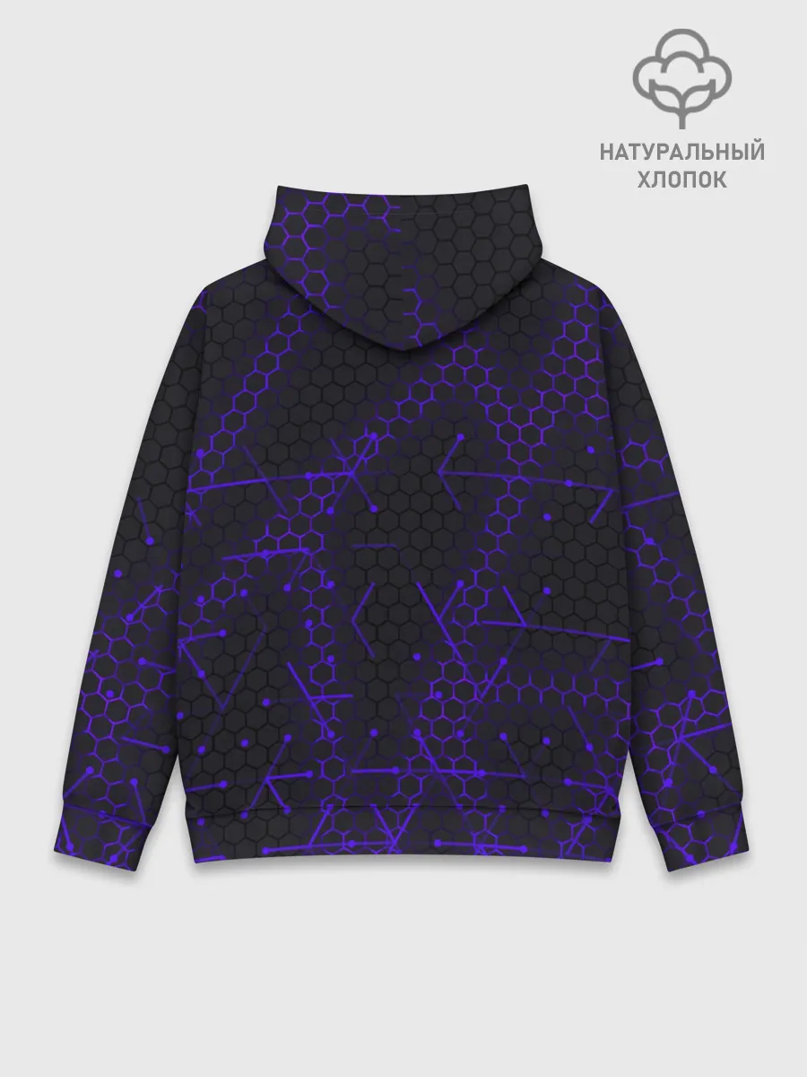 Худи мужской база хлопок / СТАЛЬНЫЕ СОТЫ - НЕОН.ГЕОМЕТРИЯ