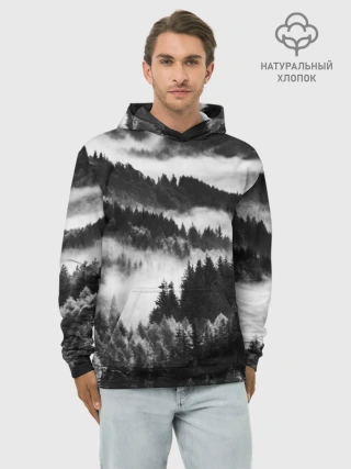 Худи мужской база хлопок / ТУМАННЫЙ ЛЕС / МРАЧНЫЙ ЛЕС