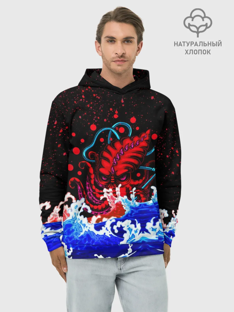 Худи мужской база хлопок / Кровавый Кракен Монстр