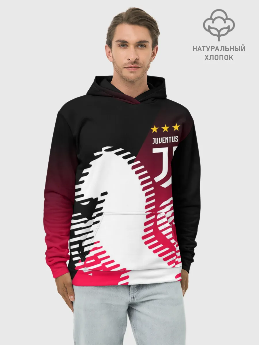Худи мужской база хлопок / JUVENTUS / ЮВЕНТУС / НЕОН
