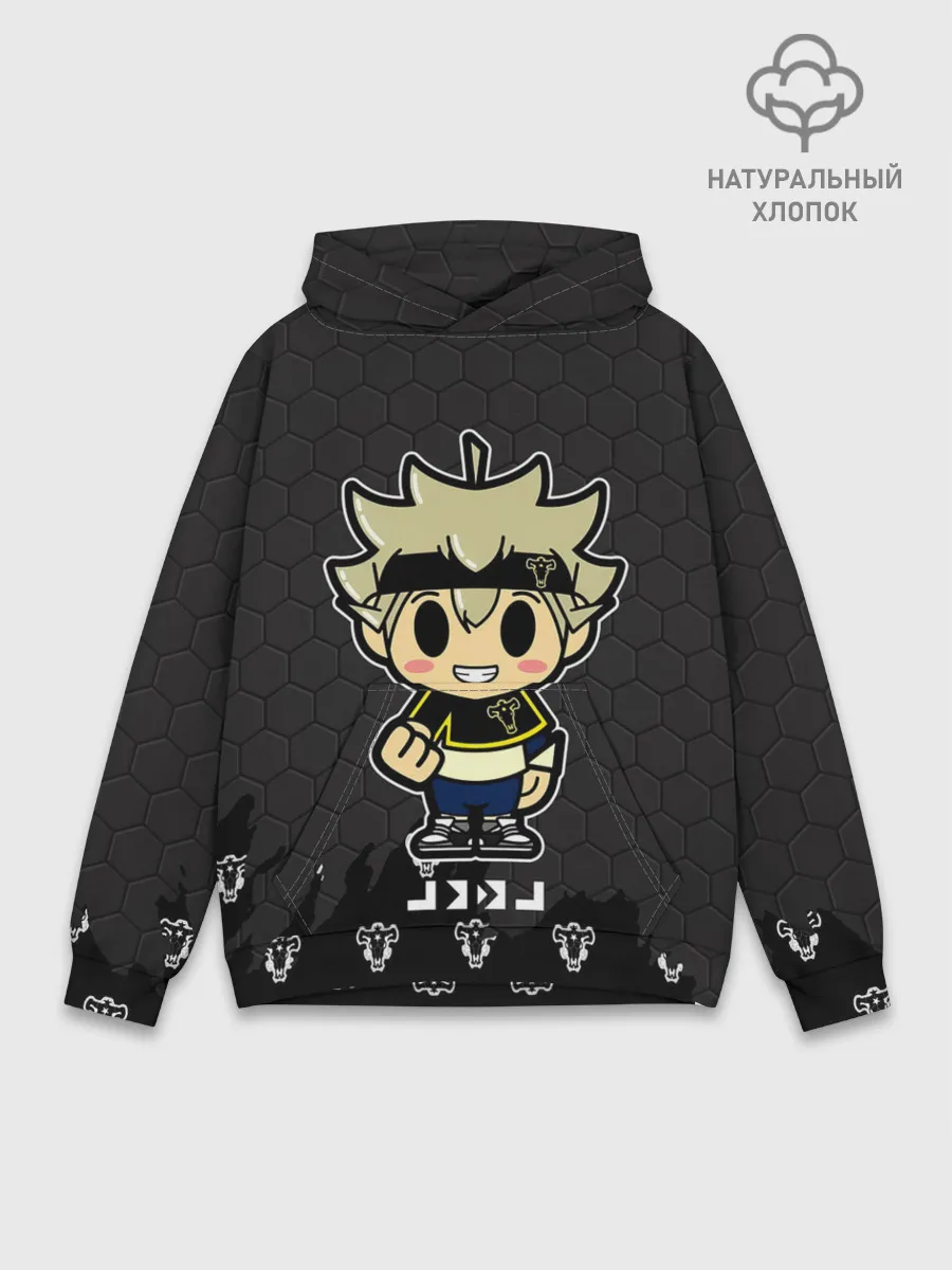 Худи мужской база хлопок / Асто Чёрный клевер броня