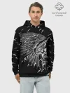 Худи мужской база хлопок / Череп Индейца Перья