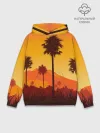 Худи мужской база хлопок / Лето, Пальмы, вечер