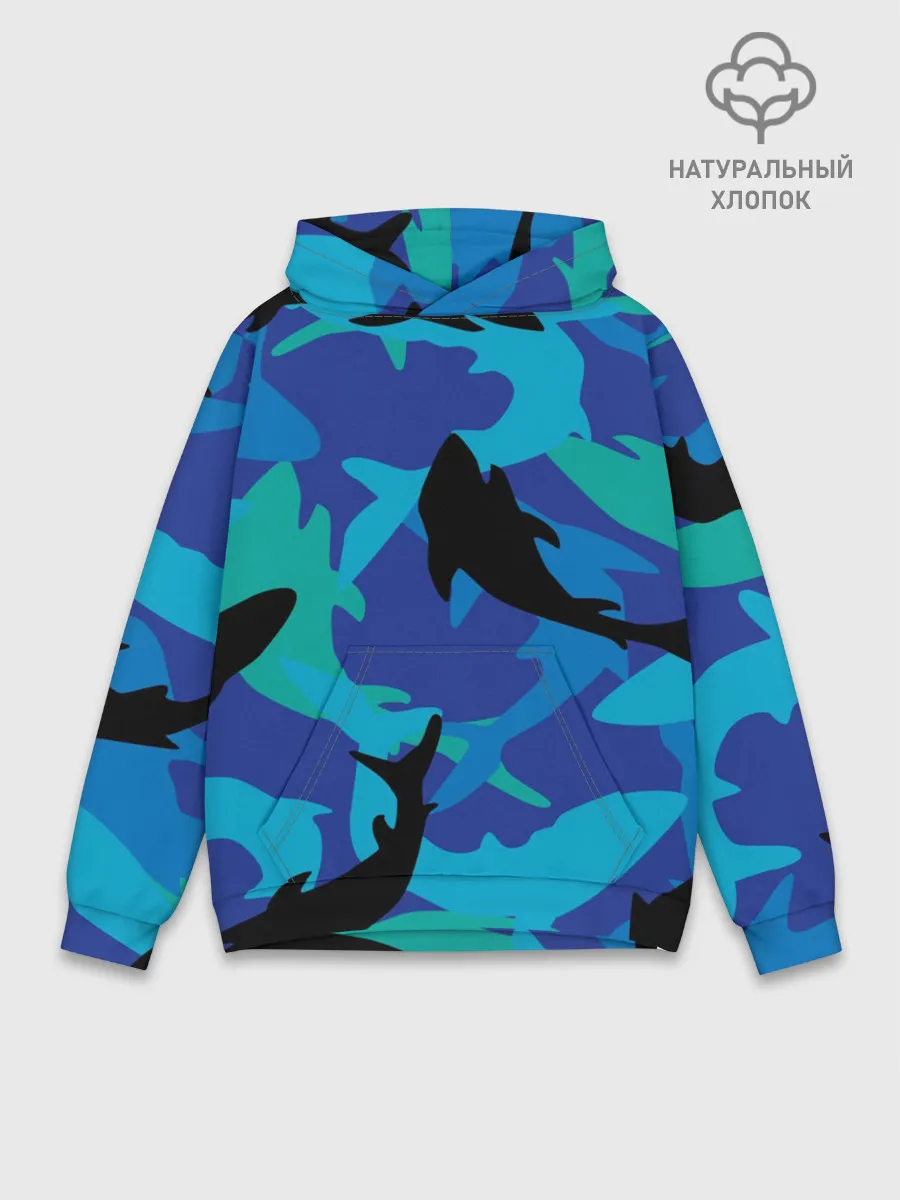 Худи мужской база хлопок / Акулы паттерн