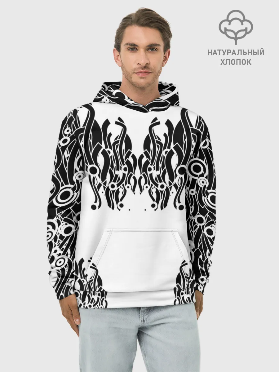 Худи мужской база хлопок / абстракция, круги, линии,