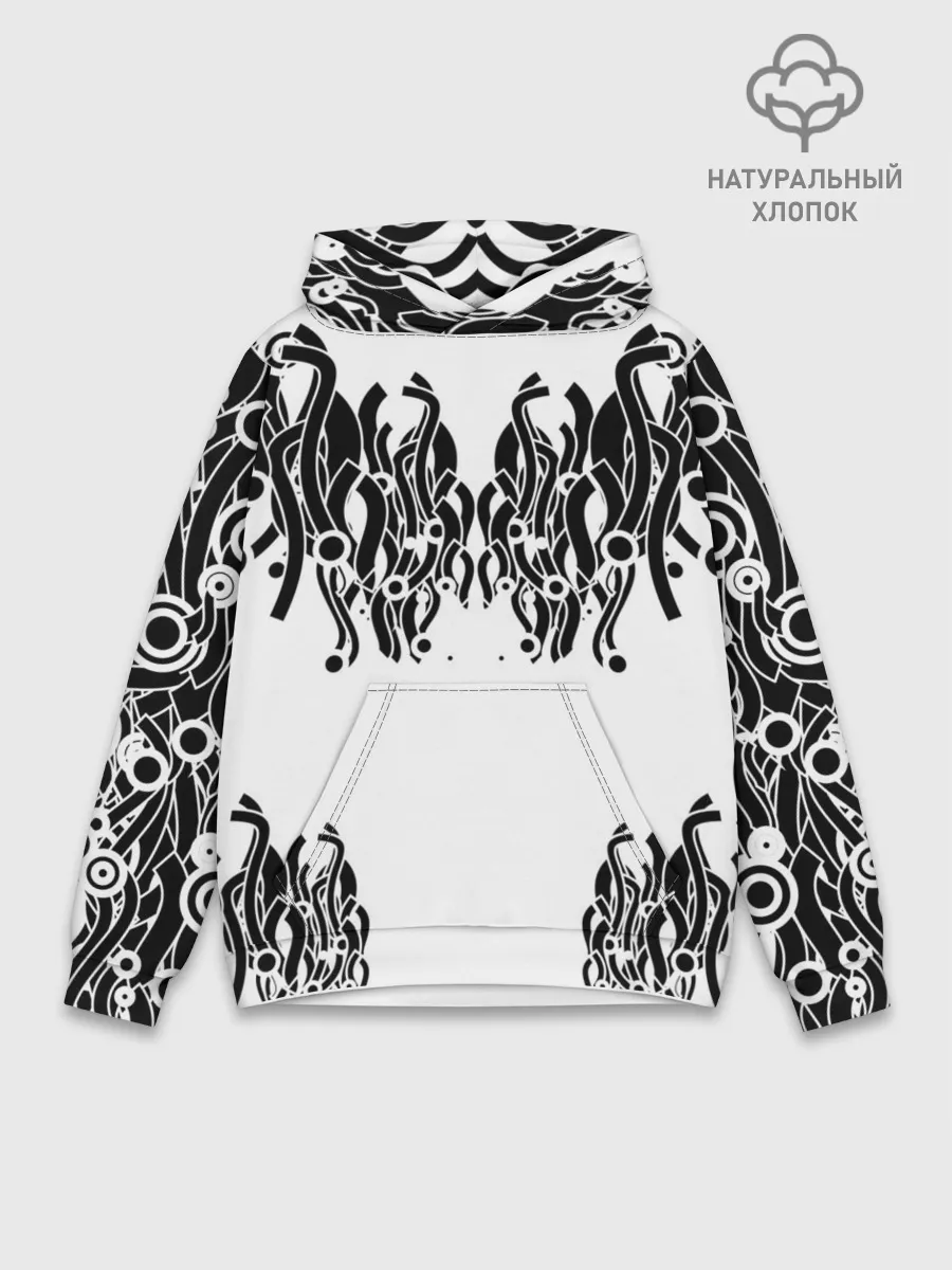 Худи мужской база хлопок / абстракция, круги, линии,