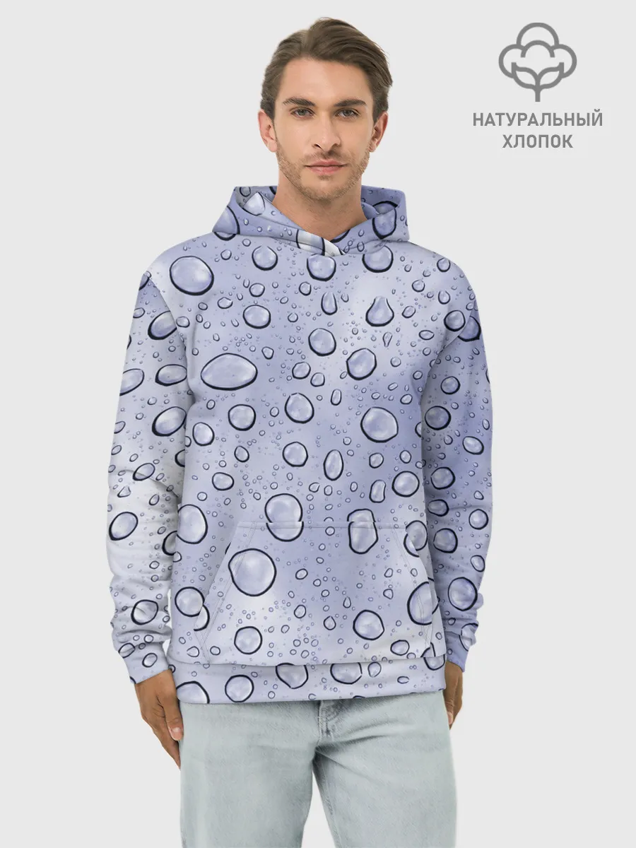 Худи мужской база хлопок / Капли на Стекле
