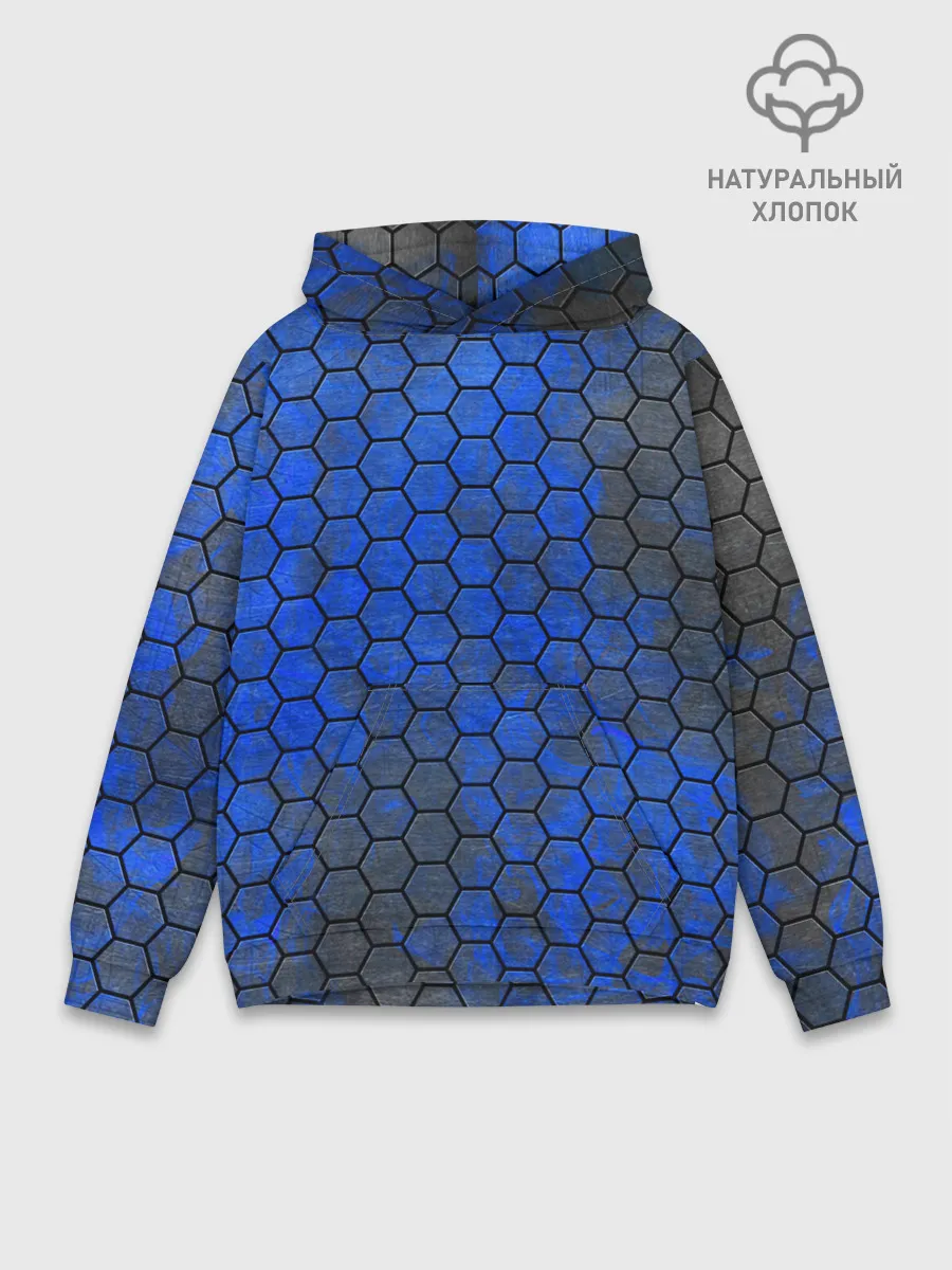 Худи мужской база хлопок / Синие Соты