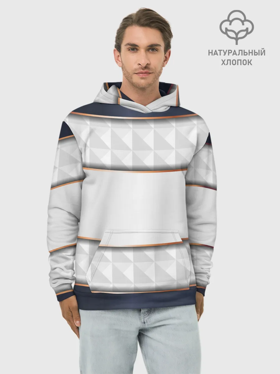 Худи мужской база хлопок / White 3d lines