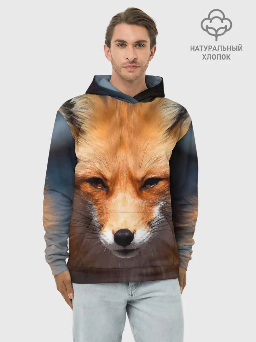 Худи мужской база хлопок / Хитрая лисица