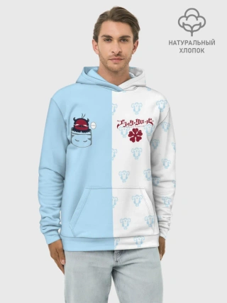 Худи мужской база хлопок / Чёрный клевер Неро в кармашке