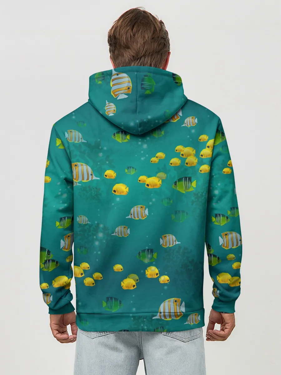 Худи мужской база хлопок / Подводный мир. Рыбки