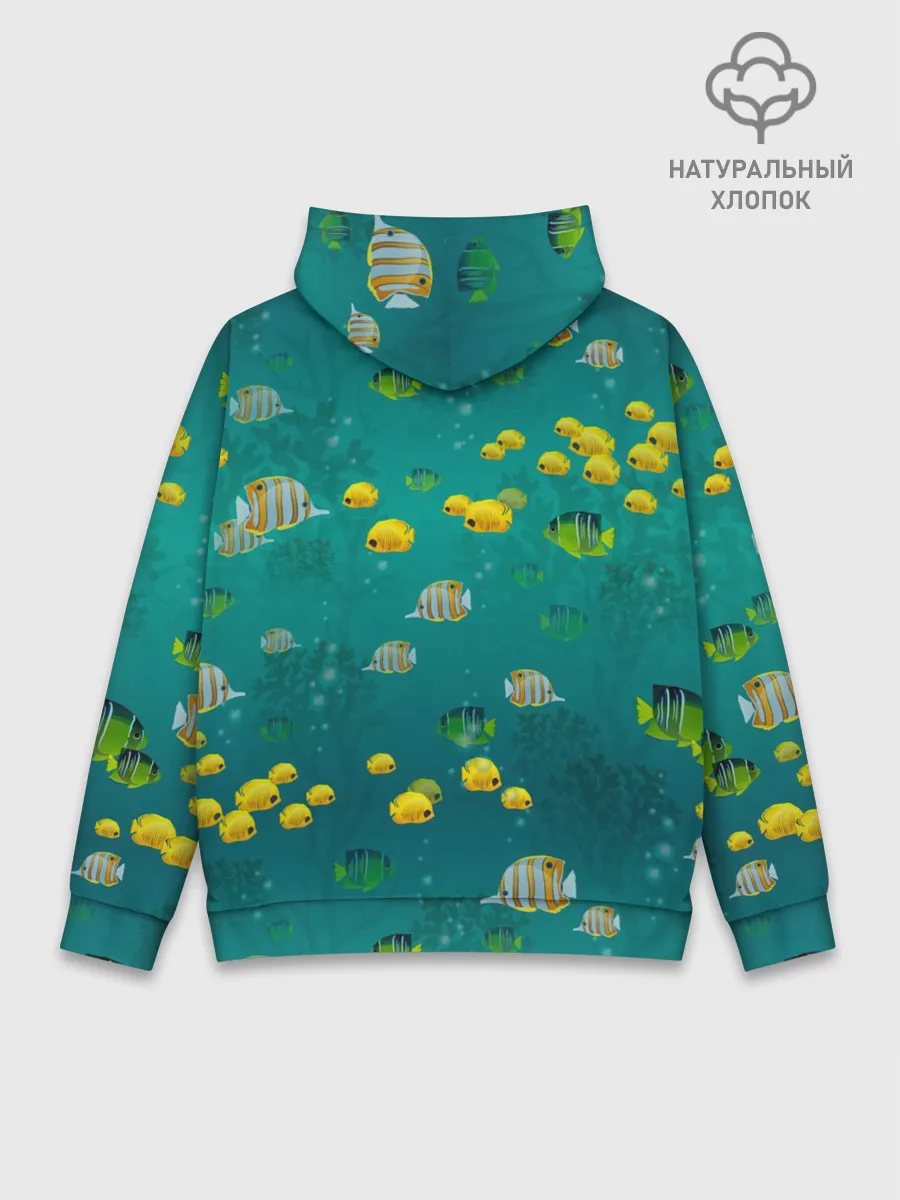 Худи мужской база хлопок / Подводный мир. Рыбки
