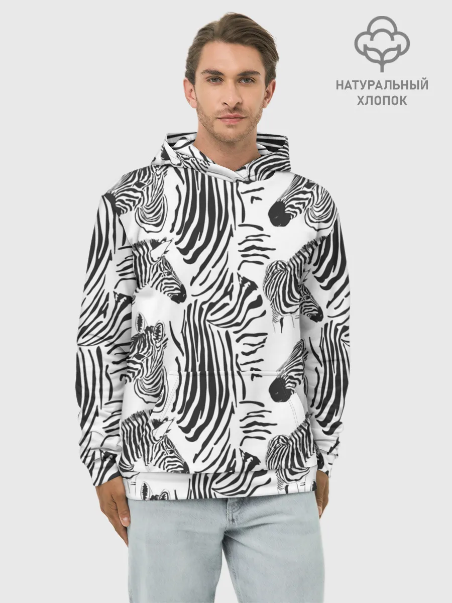 Худи мужской база хлопок / Зебра