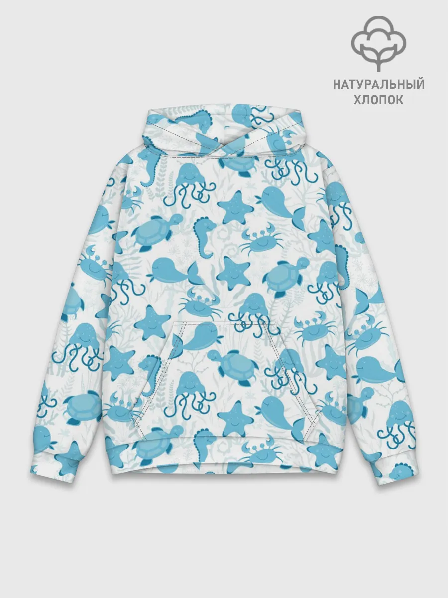 Худи мужской база хлопок / Морские жители