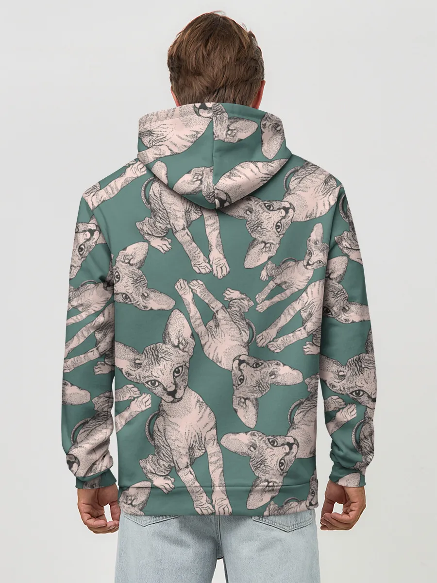 Худи мужской база хлопок / Котёнок сфинкса