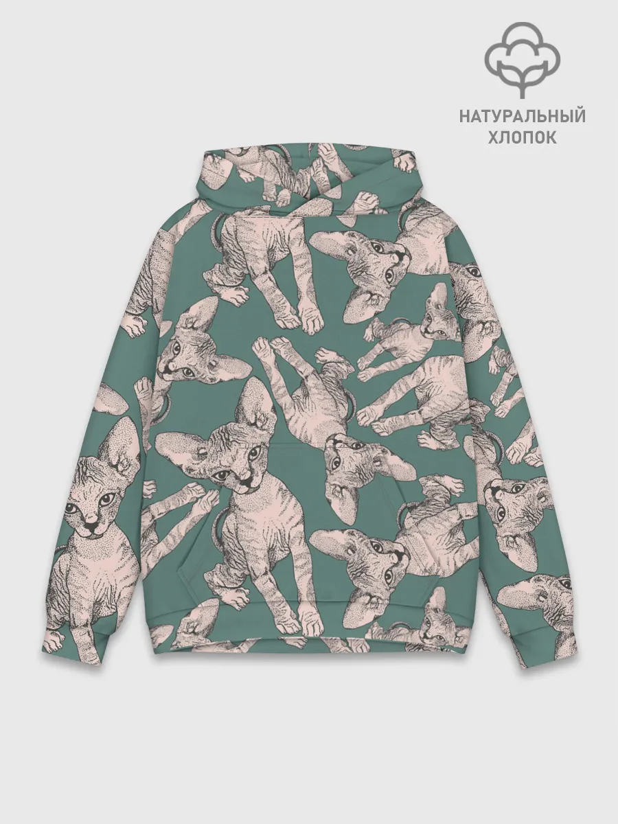 Худи мужской база хлопок / Котёнок сфинкса