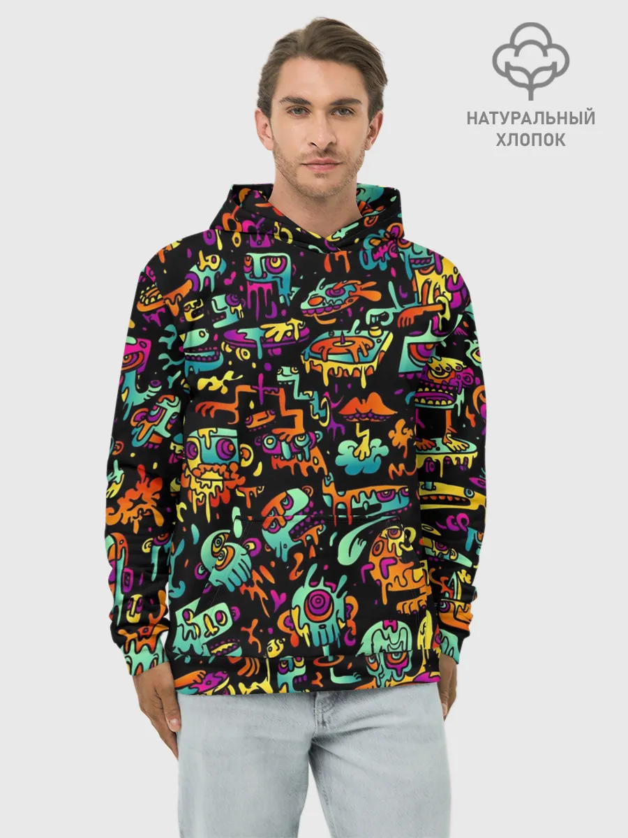 Худи мужской база хлопок / Неоновый мир
