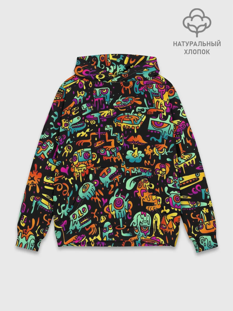 Худи мужской база хлопок / Неоновый мир