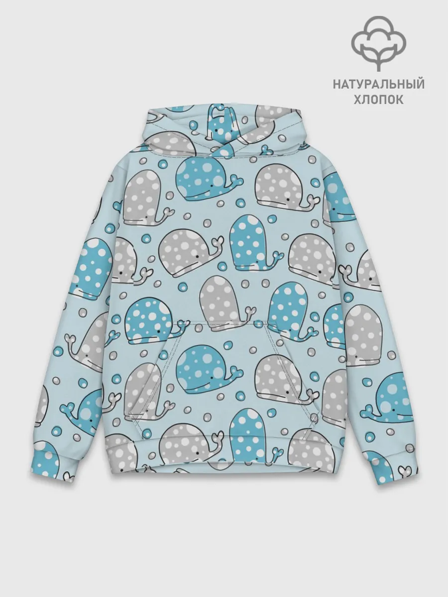 Худи мужской база хлопок / Киты паттерн