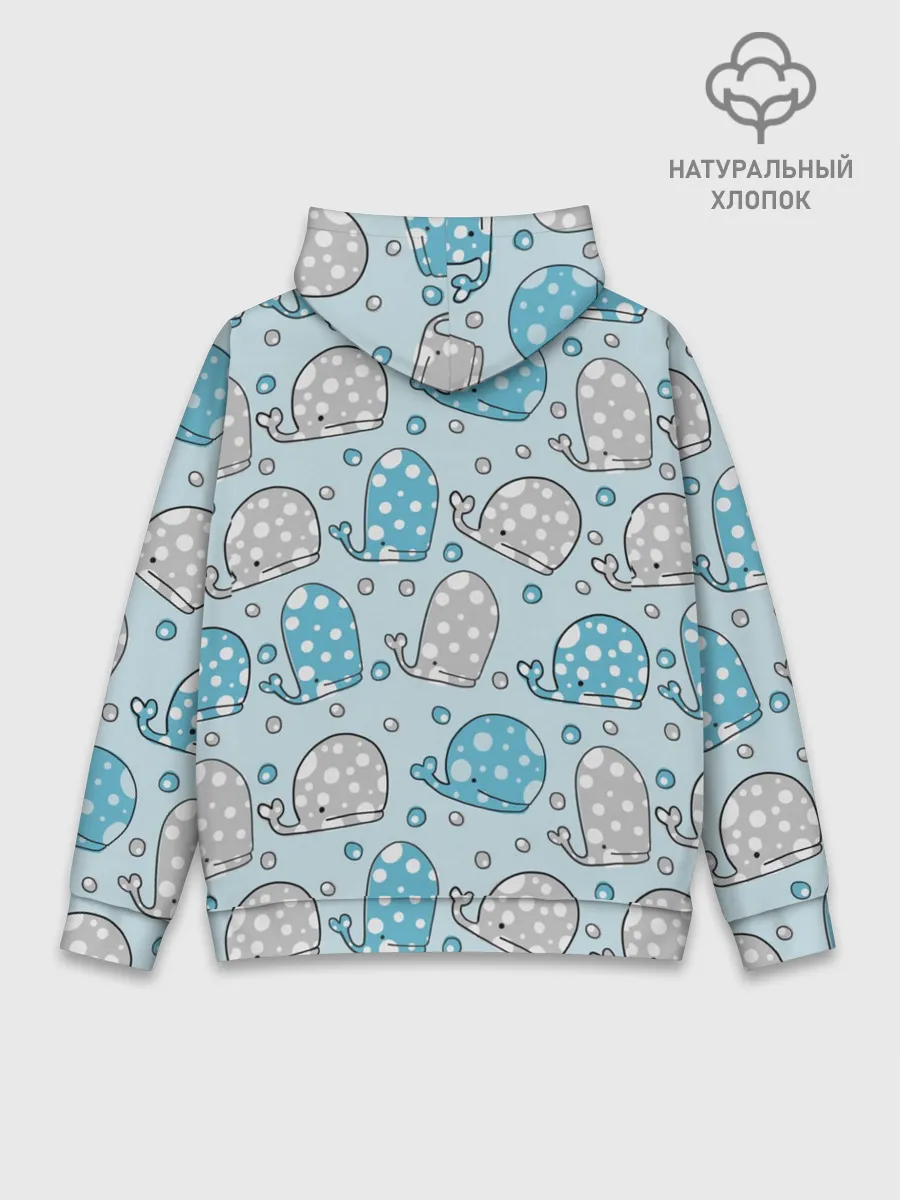 Худи мужской база хлопок / Киты паттерн