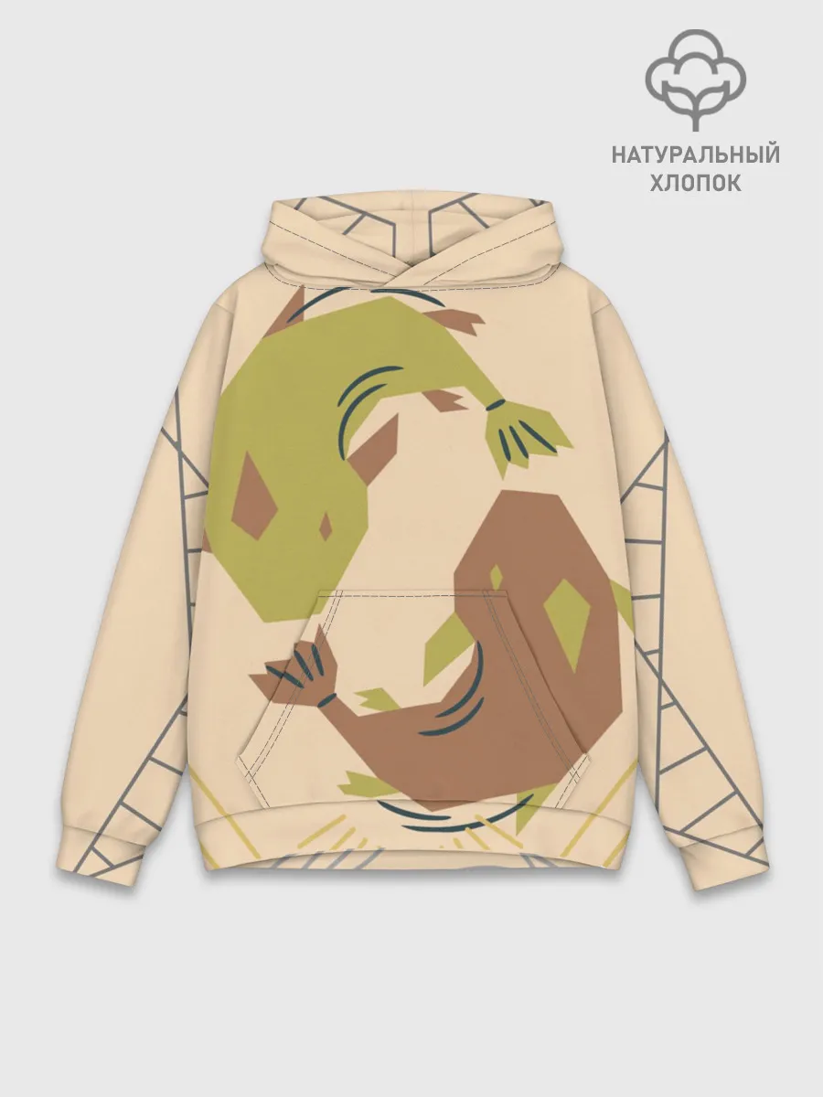 Худи мужской база хлопок / Рыбы. Знаки зодиака, море