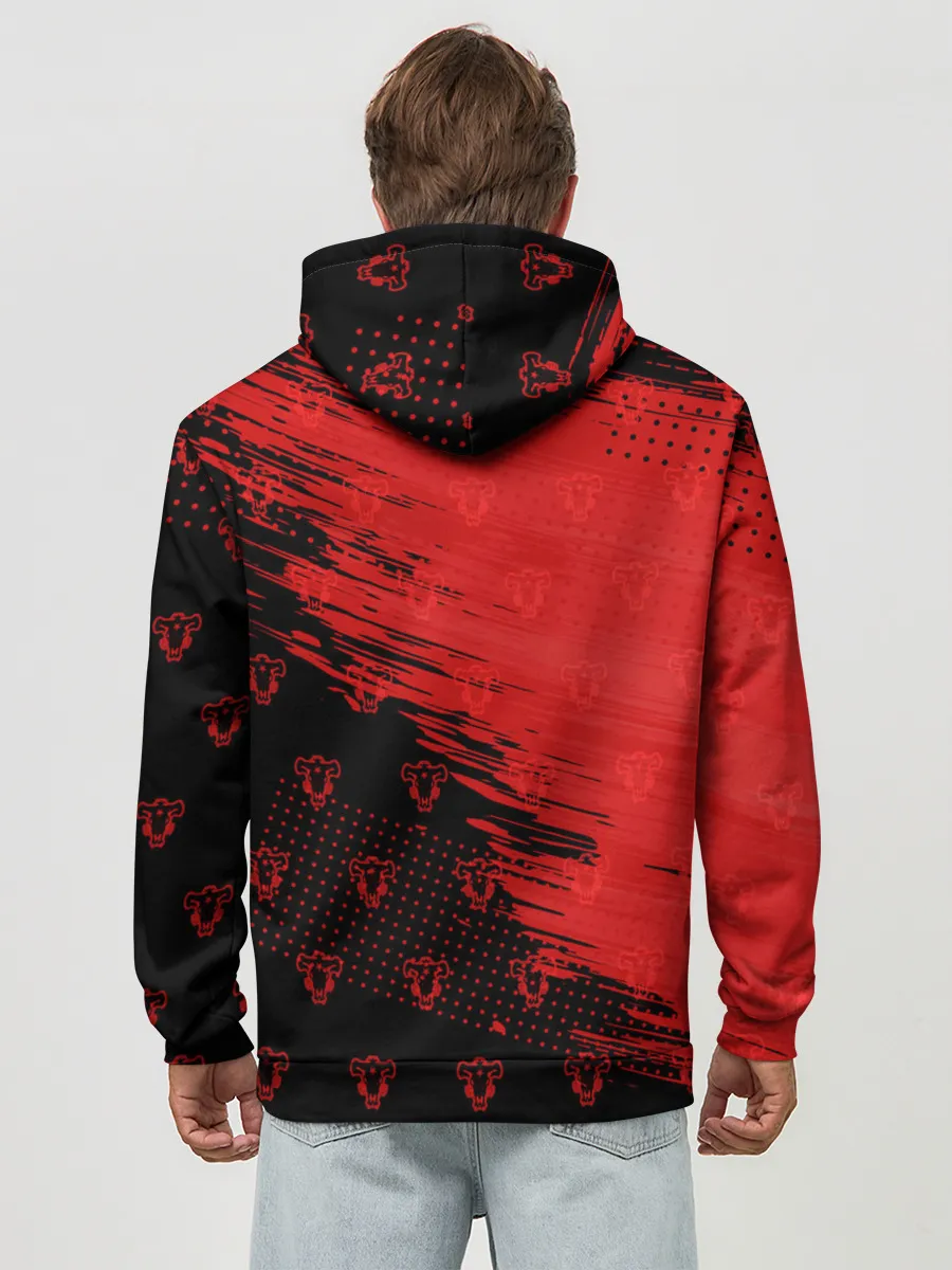 Худи мужской база хлопок / Чёрный клевер голова Аста