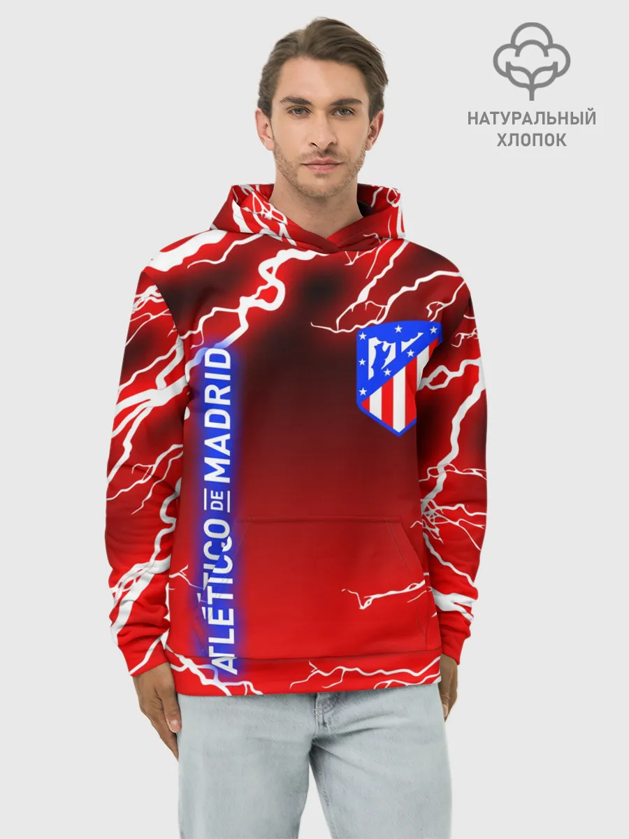 Худи мужской база хлопок / АТЛЕТИКО МАДРИД / МОЛНИИ