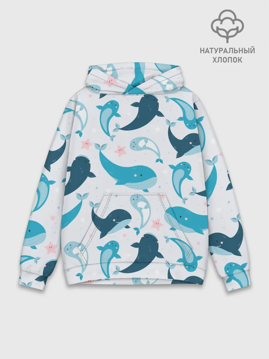 Худи мужской база хлопок / Киты и тюлени