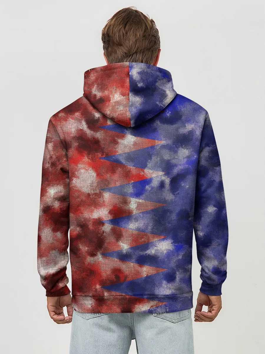 Худи мужской база хлопок / Сине-Красные Разводы