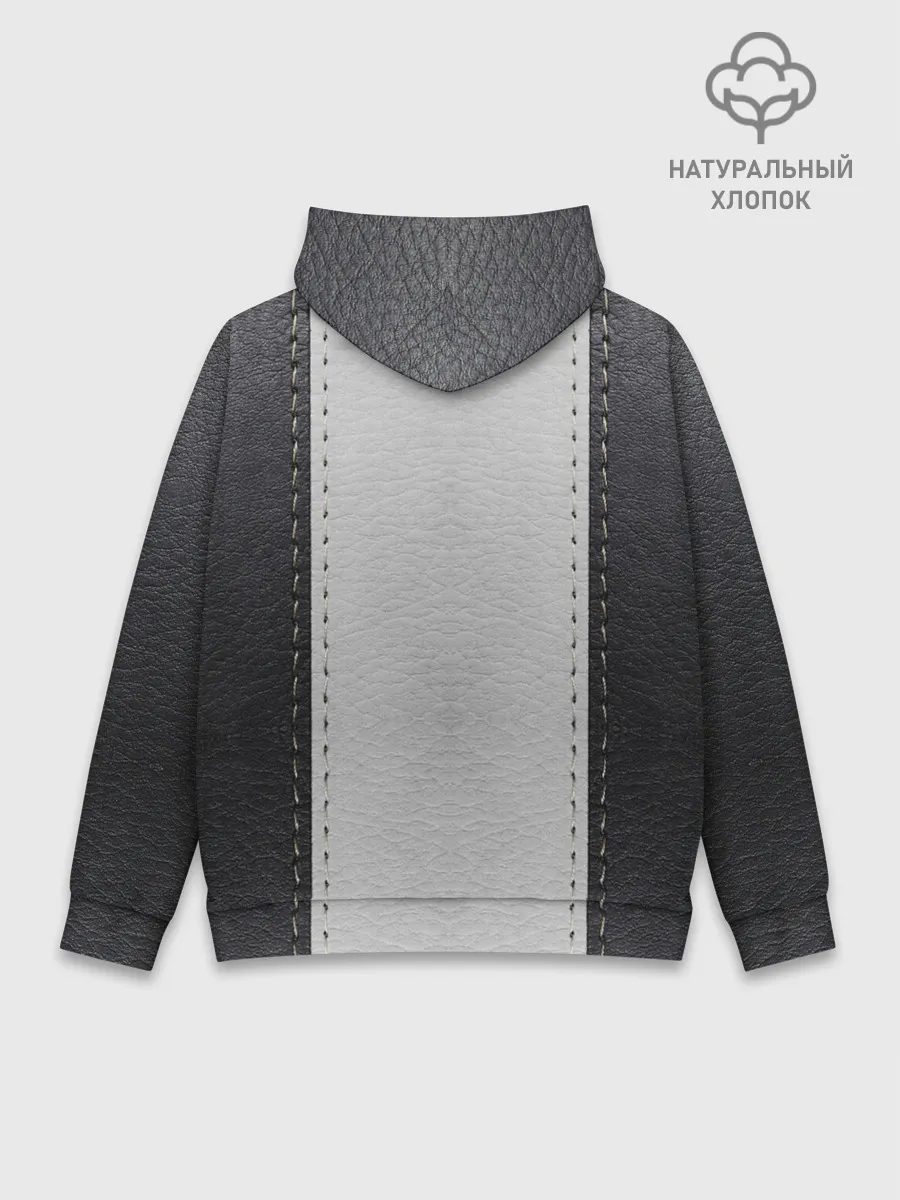 Худи мужской база хлопок / Черно белая кожа