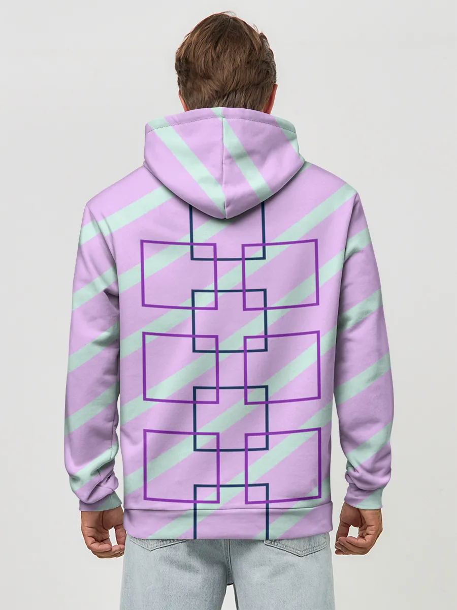 Худи мужской база хлопок / графический: клетка полоска