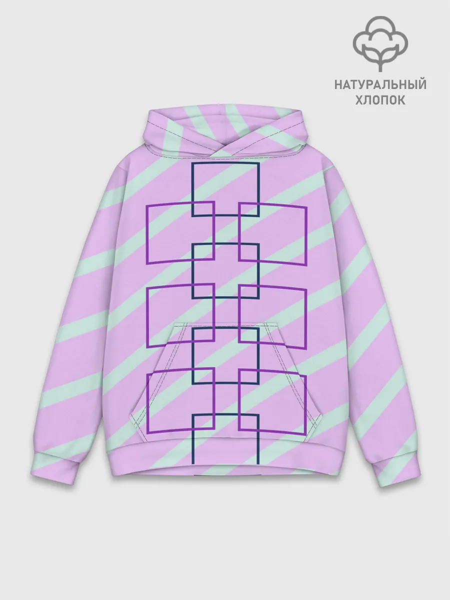 Худи мужской база хлопок / графический: клетка полоска