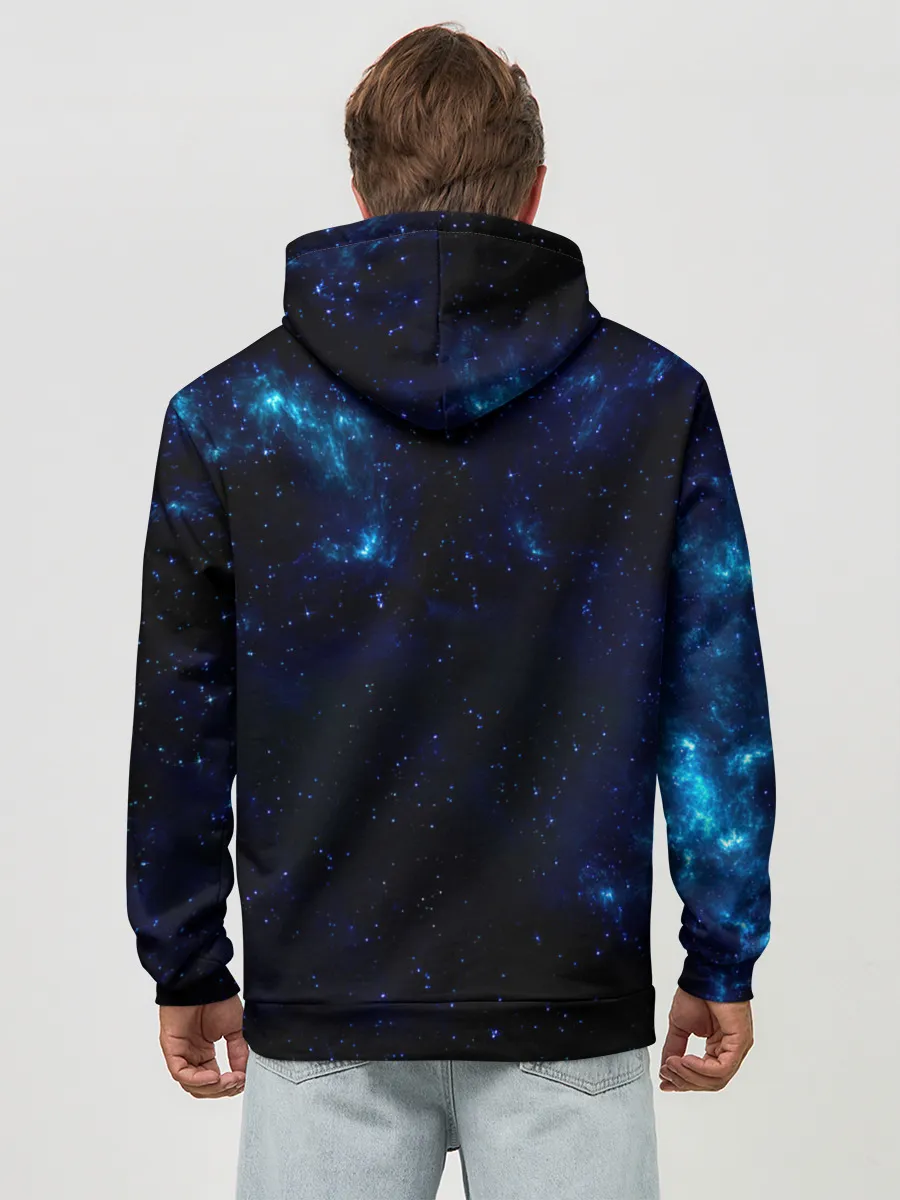 Худи мужской база хлопок / Чёрный клевер Аста в космосе